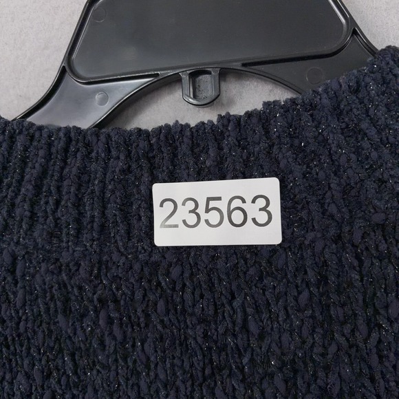 Chicos Sweater Womens 2 Large Blue V Neck Boucle Metallic Knit Pullover Textured - Picture 12 of 12